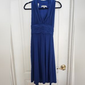 Evan-Picone Petite Elegant Blue Sleeveless V-Neck Dress 8P